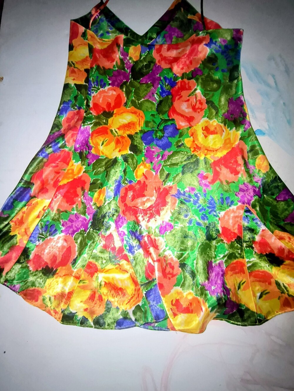 Vtg Victoria's Secret Gold Label Satin Floral Slip Dress Chemise M